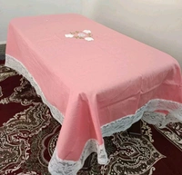 Twokart Hand Embroidery  4 Seater Table Cloth (Peach, Cotton) - 4 Seater, Pelorous