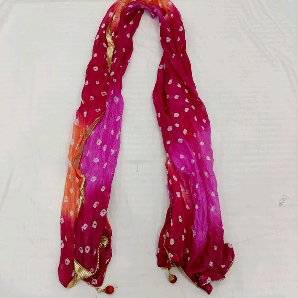 Twokart Art Silk Printed Women Duppata (Multicolor, 2.25) Pack Of 1 - 2.25, Magenta / Fuchsia