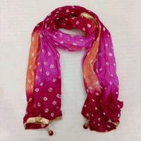 Twokart Art Silk Printed Women Duppata (Multicolor, 2.25) Pack Of 1 - 2.25, Magenta / Fuchsia