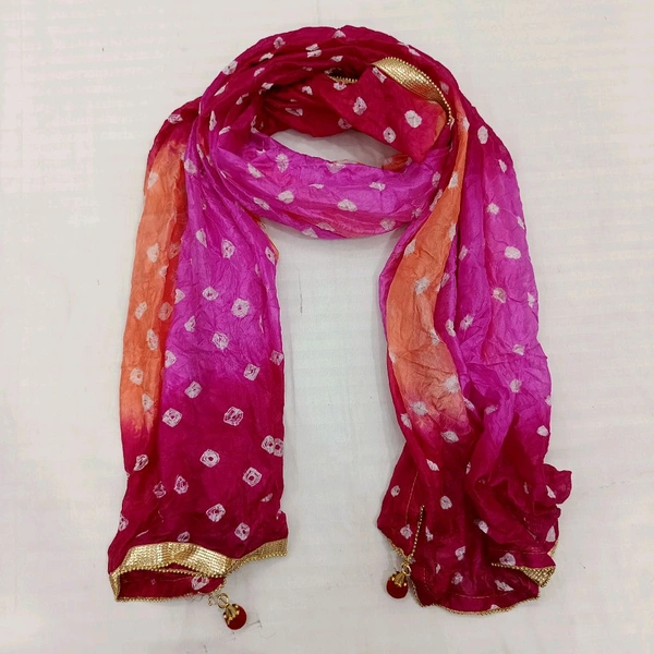Twokart Art Silk Printed Women Duppata (Multicolor, 2.25) Pack Of 1 - 2.25, Magenta / Fuchsia