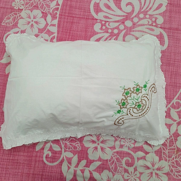 Twokart Hand Embroidery Cushion & Pillow Cover (Pack Of 2, White) (Pillow17) - White, 51×70
