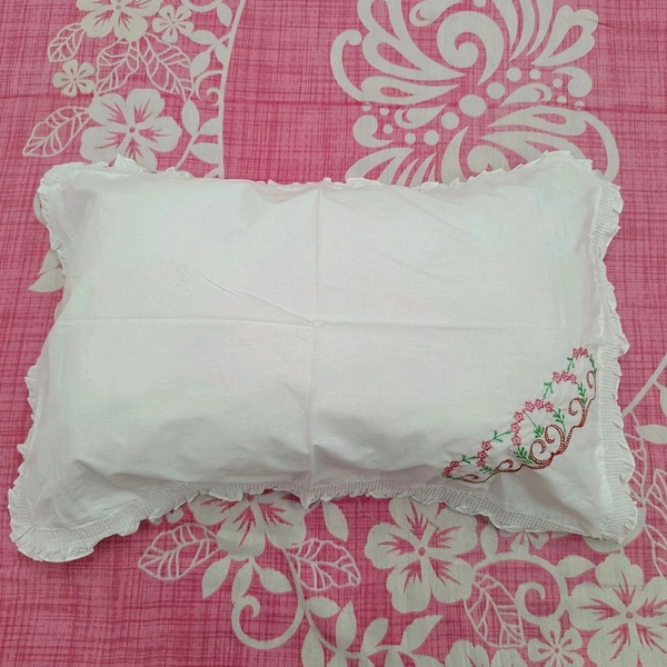 Twokart Hand Embroidery Cushion & Pillow Cover (Pack Of 2, White) (Pillow18) - White, 51×70
