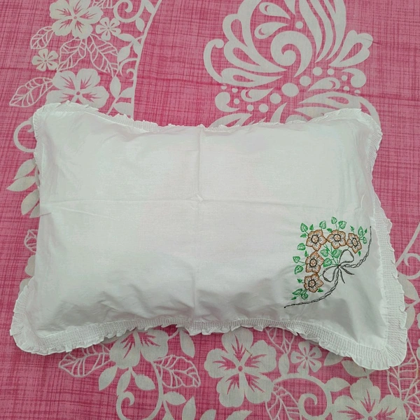 Twokart Hand Embroidery Cushion & Pillow Cover (Pack Of 2, White) (Pillow20) - White, 51×70