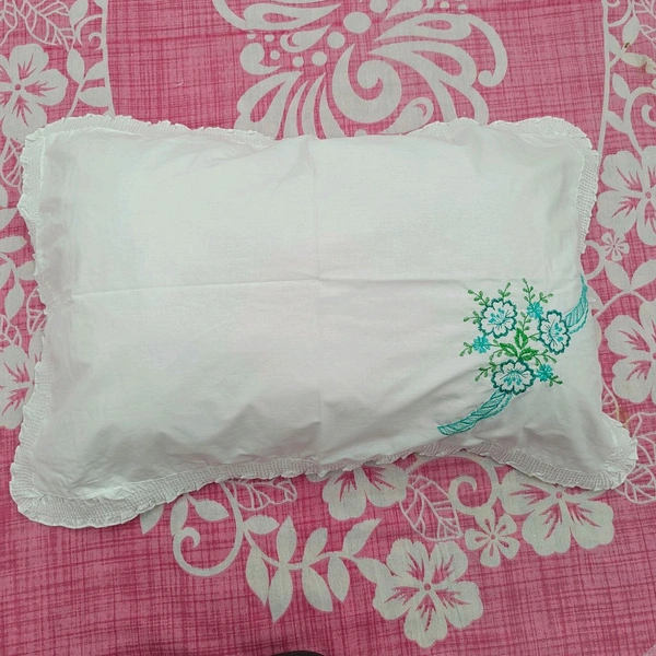 Twokart Hand Embroidery Cushion & Pillow Cover (Pack Of 2, White) (Pillow22) - White, 51×70