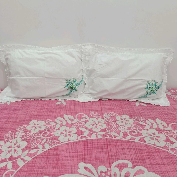 Twokart Hand Embroidery Cushion & Pillow Cover (Pack Of 2, White) (Pillow22) - White, 51×70