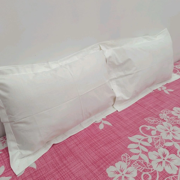 Twokart Plain Cushion & Pillow Cover (Pack Of 2, White, Cotton) (Pillow26) - 47×70, White