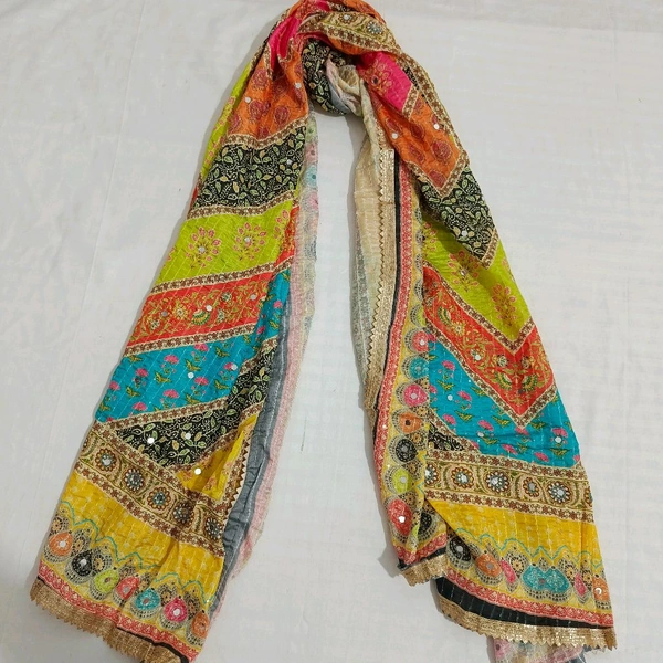 Twokart Cotton Silk Graphic Print Women Dupatta (Multicolor, 2.25) Pack Of 1 , D30 - 2.25, Parsley