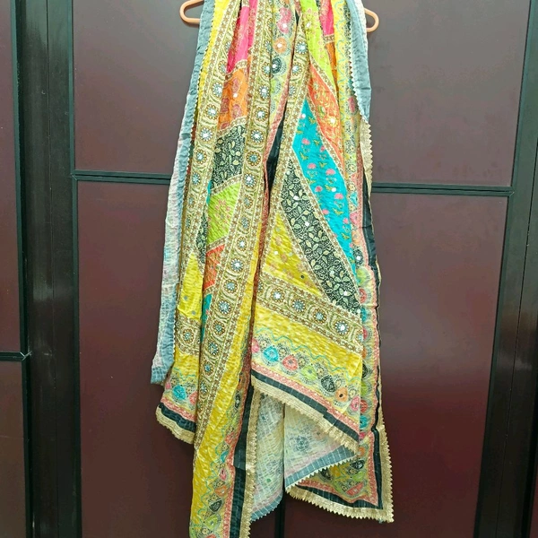 Twokart Cotton Silk Graphic Print Women Dupatta (Multicolor, 2.25) Pack Of 1 , D30 - 2.25, Parsley