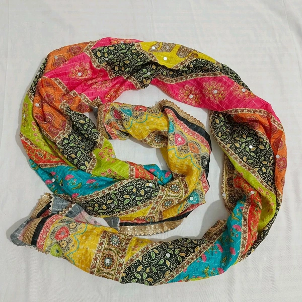 Twokart Cotton Silk Graphic Print Women Dupatta (Multicolor, 2.25) Pack Of 1 , D30 - 2.25, Parsley