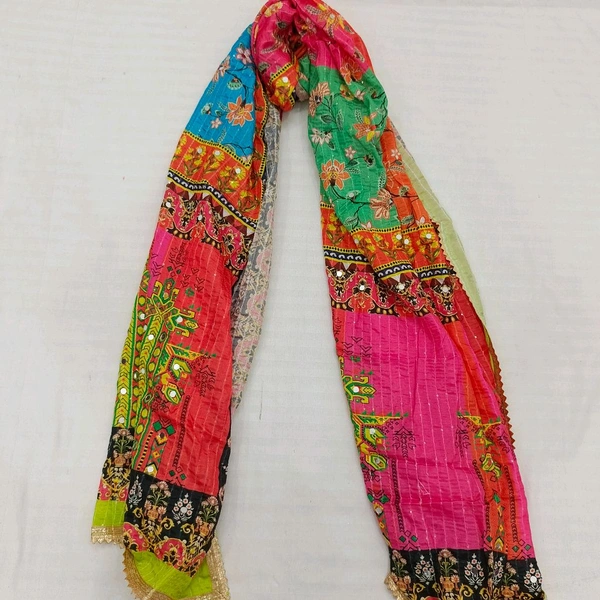 Twokart Cotton Silk Graphic Print Women Dupatta (Multicolor, 2.25) Pack Of 1 , D32 - 2.25, Parsley