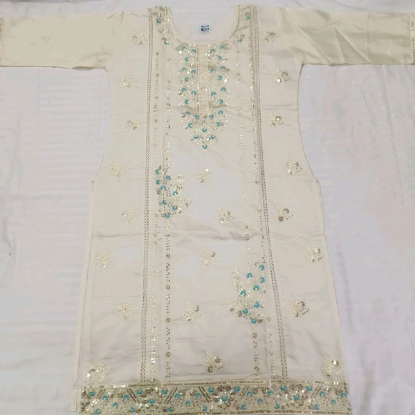Twokart Embroidery Cotton Blend Kurta, Pant, Duppata Set Suit ( Cream , Size M, SUIT1) - M, Cream