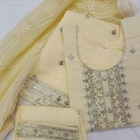 Twokart Embroidery Cotton Blend Kurta, Pant, Duppata Set Suit (Yellow , Size M, SUIT4) - M, Yellow