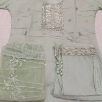 Twokart Embroidery Cotton Blend Kurta, Pant, Duppata Set Suit (Green, Size M, SUIT5) - M, Mint Green
