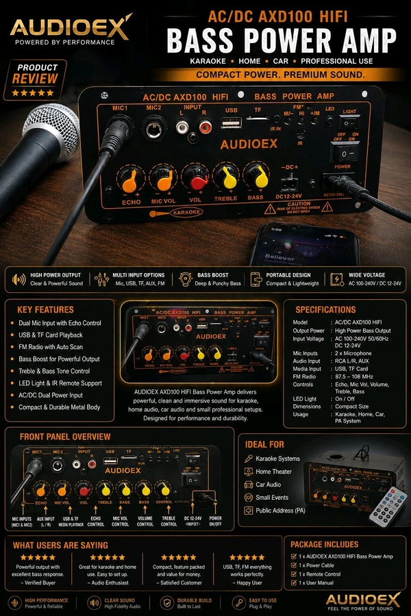 Audioex AUDIOEX AC/DC AXD100 HIFI Bass Power Amplifier