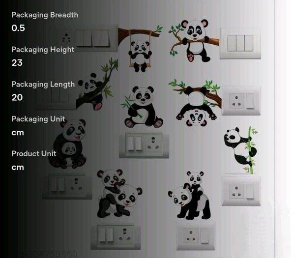 MT RETAIL Panda Switch Board Sticker - 9 Set