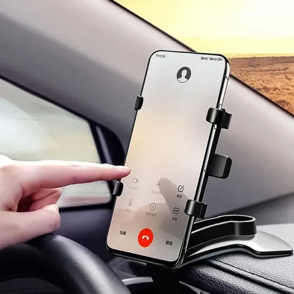 Car Phone Holder Clip Mount 360 Degree Rotation Dashboard Rear View Mirror Sun Visor Smartphone HUD Navigation Fold Stand Plastic Black Compatible For All Smart Phones