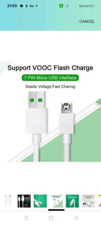 Original 65W Fast Charging V8 Cable Compatible with Flash|Super VOOC Micro USB 7 Pin Data Sync Fast Charging Cable for All Mobile Support