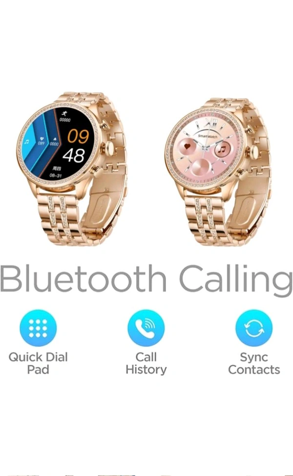 Gen 9 Diamond Strap HD Display 2 Straps Bluetooth Calling Smartwatch for Mens and Womens with 500+ Watch Faces (Rose Gold & Pink Strap)