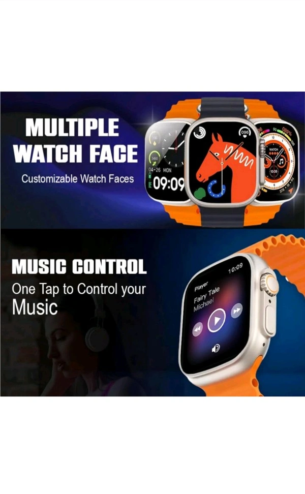 T800 Ultra Smart Watch with Beautiful Strap, Bluetooth Calling Smart Watch, 1.99" Touch Display with Fitness & Outdoor, Health & Medical Tracker, 8 Unique UI Interactions - Black