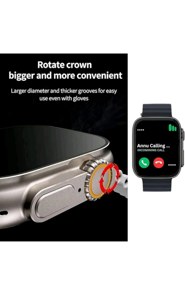 T800 Ultra Smart Watch with Beautiful Strap, Bluetooth Calling Smart Watch, 1.99" Touch Display with Fitness & Outdoor, Health & Medical Tracker, 8 Unique UI Interactions - Web Orange