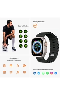 T800 Ultra Smart Watch with Beautiful Strap, Bluetooth Calling Smart Watch, 1.99" Touch Display with Fitness & Outdoor, Health & Medical Tracker, 8 Unique UI Interactions - Web Orange