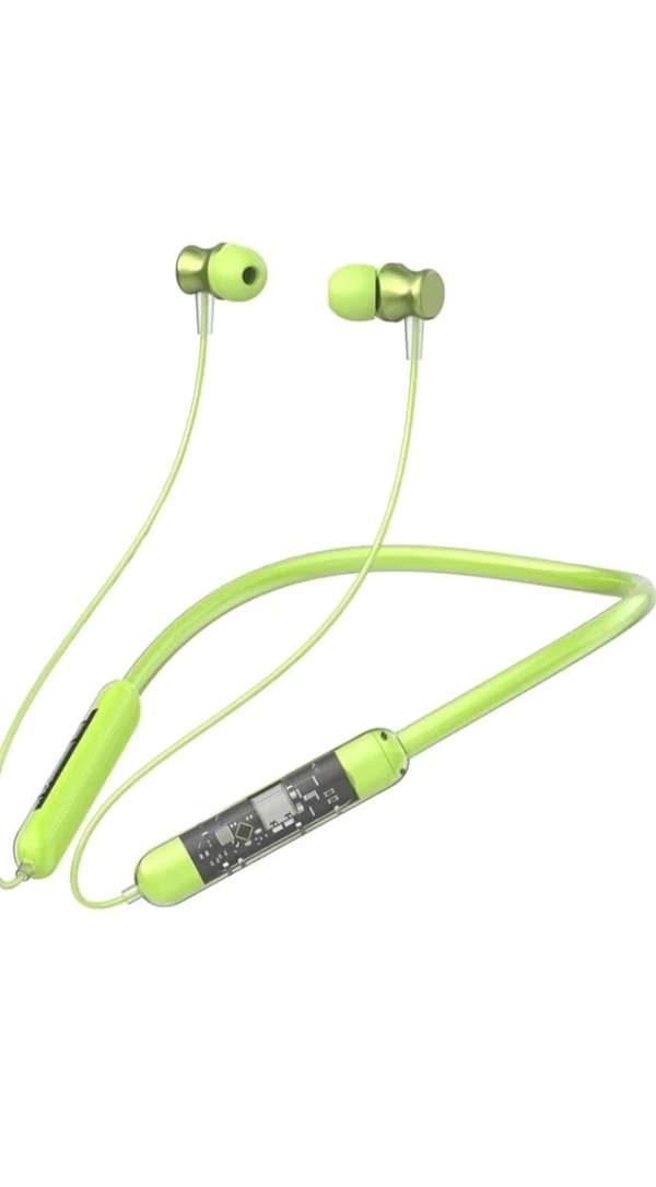 Transparent Bluetooth Neckband ANC, IPX7 Waterproof, USB-C,Long Battery, DeepBass Bluetooth Headset (Green, In the Ear) - Green