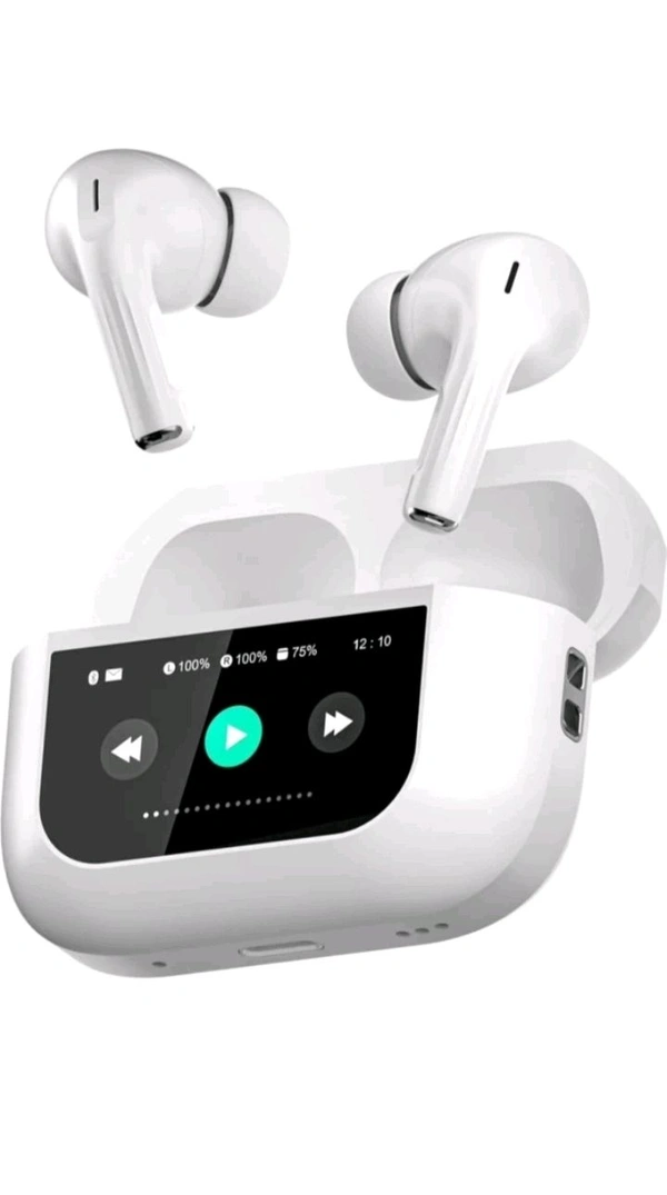 Bluetooth Earbuds with Smart Display Case, Noise Cancellation, and Long Battery Life | True Wireless Stereo (TWS) Earbuds with Touch Control, LED