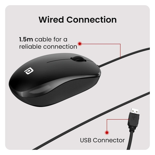 PORTRONICS TOAD 102 WIRED MOUSE - Black
