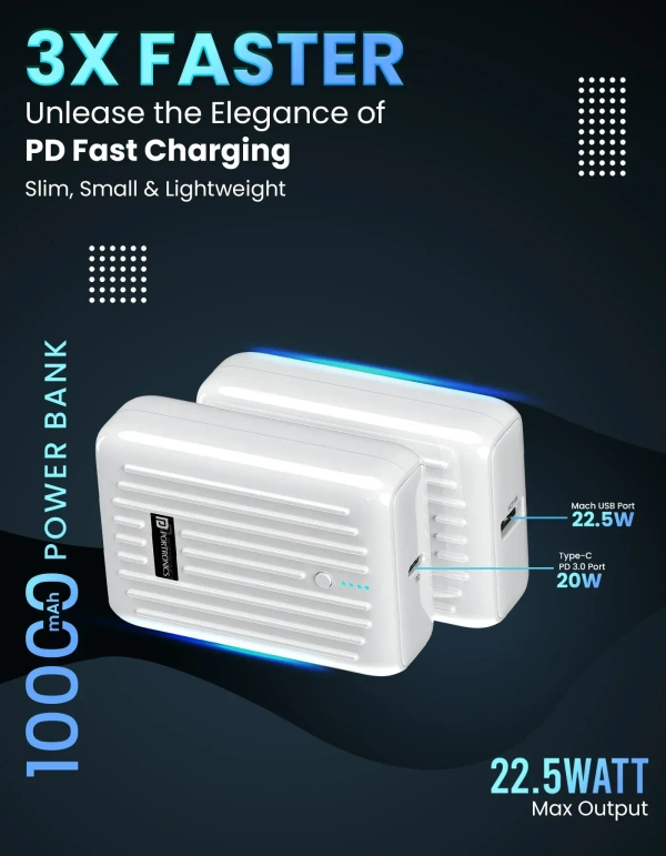 PORTRONICS ZAPCELL 10000mAh - White