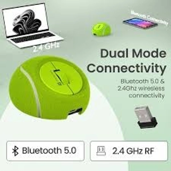 PORTRONICS TOADPLAY TENNIS MINI RECHARGEABLE MOUSE - Green