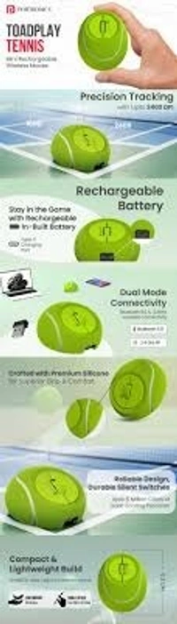 PORTRONICS TOADPLAY TENNIS MINI RECHARGEABLE MOUSE - Green