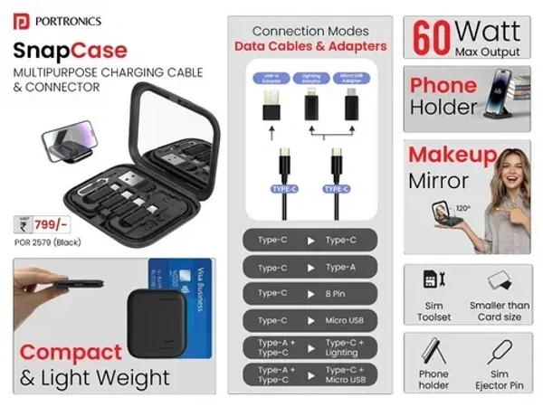 PORTRONICS SNAPCASE 60W - Black