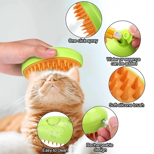 3-in-1 Pet Grooming Comb | Self-Cleaning Brush for Dogs & Cats | Massage & Steam Feature Included