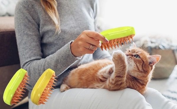 3-in-1 Pet Grooming Comb | Self-Cleaning Brush for Dogs & Cats | Massage & Steam Feature Included