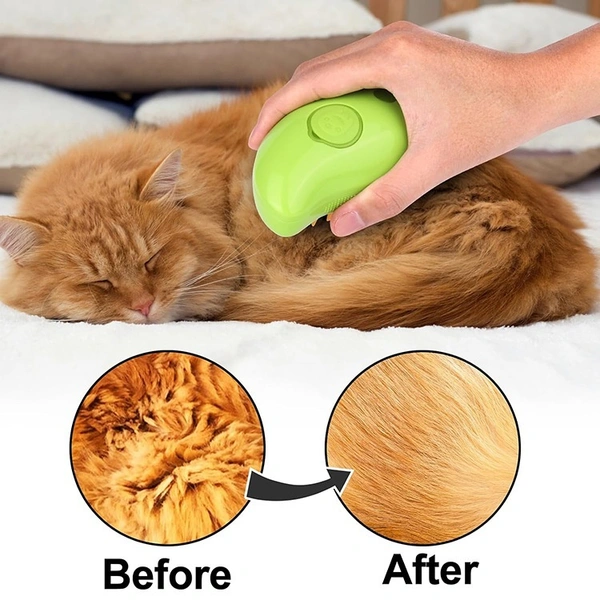 3-in-1 Pet Grooming Comb | Self-Cleaning Brush for Dogs & Cats | Massage & Steam Feature Included