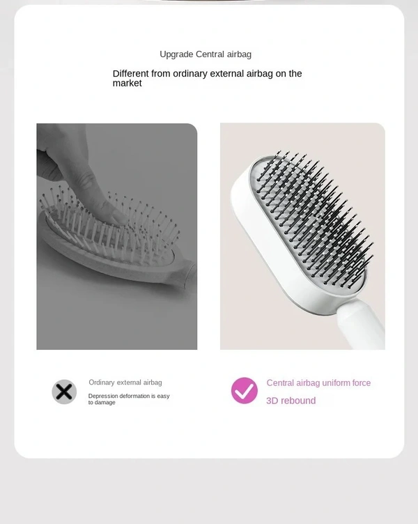 Advanced Self-Cleaning Hairbrush with 3D Air Cushion Massager and Anti-Static Comb - Women's Hair Styling Solution