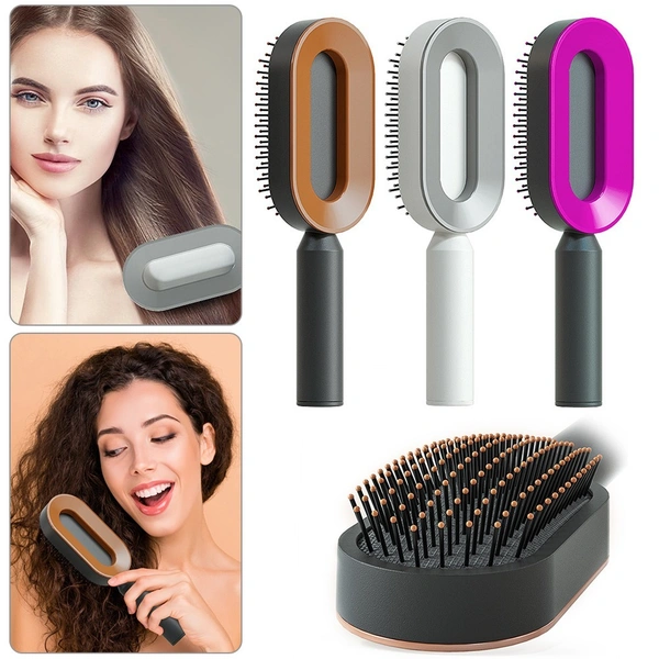 Advanced Self-Cleaning Hairbrush with 3D Air Cushion Massager and Anti-Static Comb - Women's Hair Styling Solution