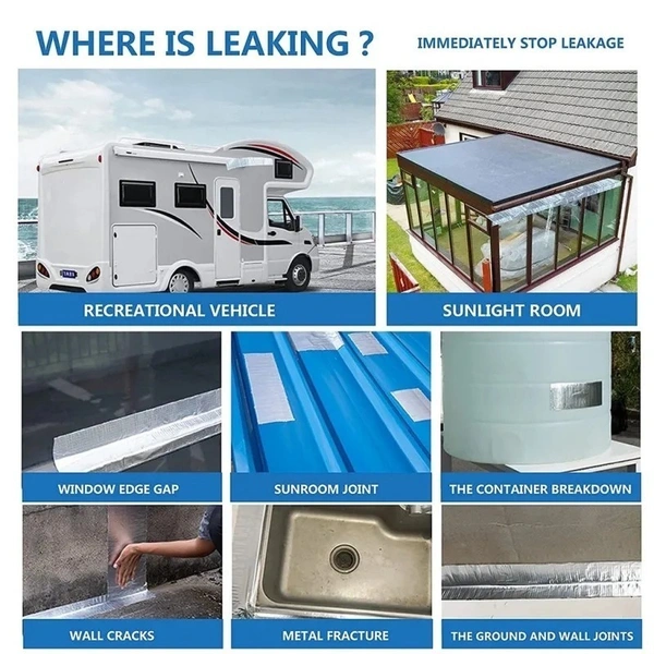 Aluminum Foil Butyl Rubber Waterproof Tape High Temperature Resistance Pipes Walls Leak Sticker NanoGuard ProSeal Tape