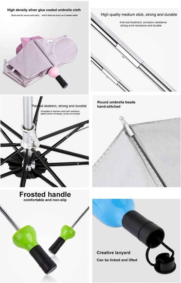 Compact 5-Fold Mini Umbrella - Portable, Lightweight, UV Protection, Sun and Rain Shield, Cute Bottle Design