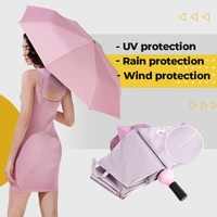 Compact 5-Fold Mini Umbrella - Portable, Lightweight, UV Protection, Sun and Rain Shield, Cute Bottle Design