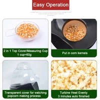 Compact Electric Hot Air Popcorn Maker - Oil-Free, Automatic, Portable Home Popcorn Machine
