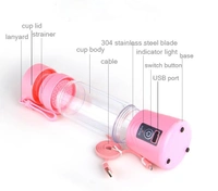Compact Portable USB Rechargeable Blender Mixer 380ml Multipurpose Juicer Extractor with Egg Whisk, Food Cutter Function