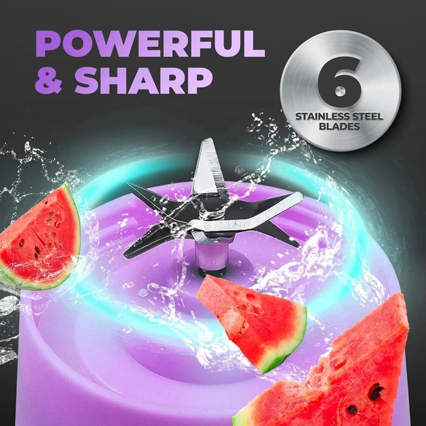 Compact Portable USB Rechargeable Blender Mixer 380ml Multipurpose Juicer Extractor with Egg Whisk, Food Cutter Function