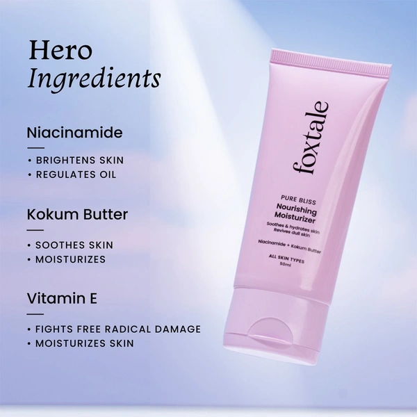 Foxtale Nourishing Face Moisturizer with Niacinamide for 24 Hr Hydration, Lightweight & Non-Sticky, For Soft & Glowing Skin, Men & Women, All Skin Type
