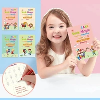 Large Size Reusable Kids Handwriting Practice Copybook Set - 4pcs (Alphabet, Numbers, Drawing, Math) with Pens - Deep Groove Calligraphy for Preschool