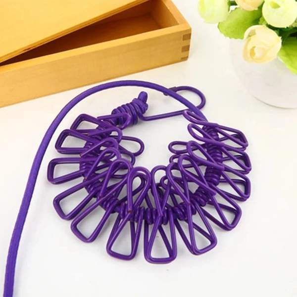 Outdoor Retractable Laundry Drying Rack with 12 Clips: Portable Clothesline for Convenient Clothes Drying