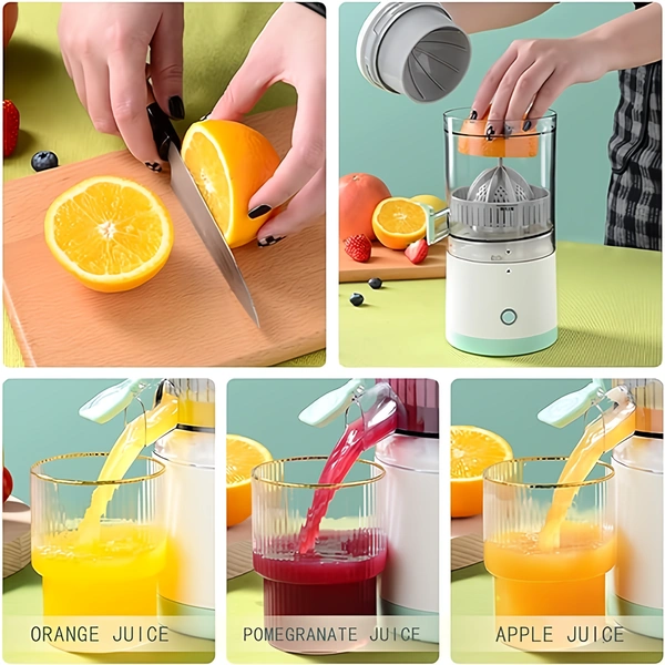 Portable Wireless Rechargeable Fruit Squeezer Electric Juicer for Mosambi, Oranges, Lemons, and More fruit