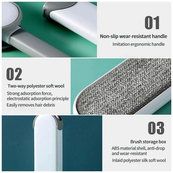 Reusable Pet Hair Remover Lint Roller Brush - Double-Sided Electrostatic Cleaner for Clothes, Sofa, and Bed - Perfect for Cat & Dog Fur