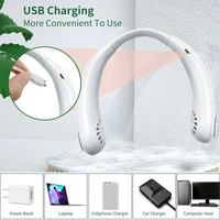 Silent Wearable Neck Fan USB Rechargeable Bladeless Mini Cooling Device for Sport, Travel, Home, Office