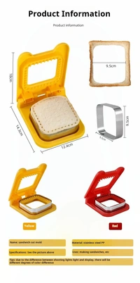 Stainless Steel Square Sandwich Mould with Hand Guards - Premium Baking Tool for Toast Pocket Sandwiches